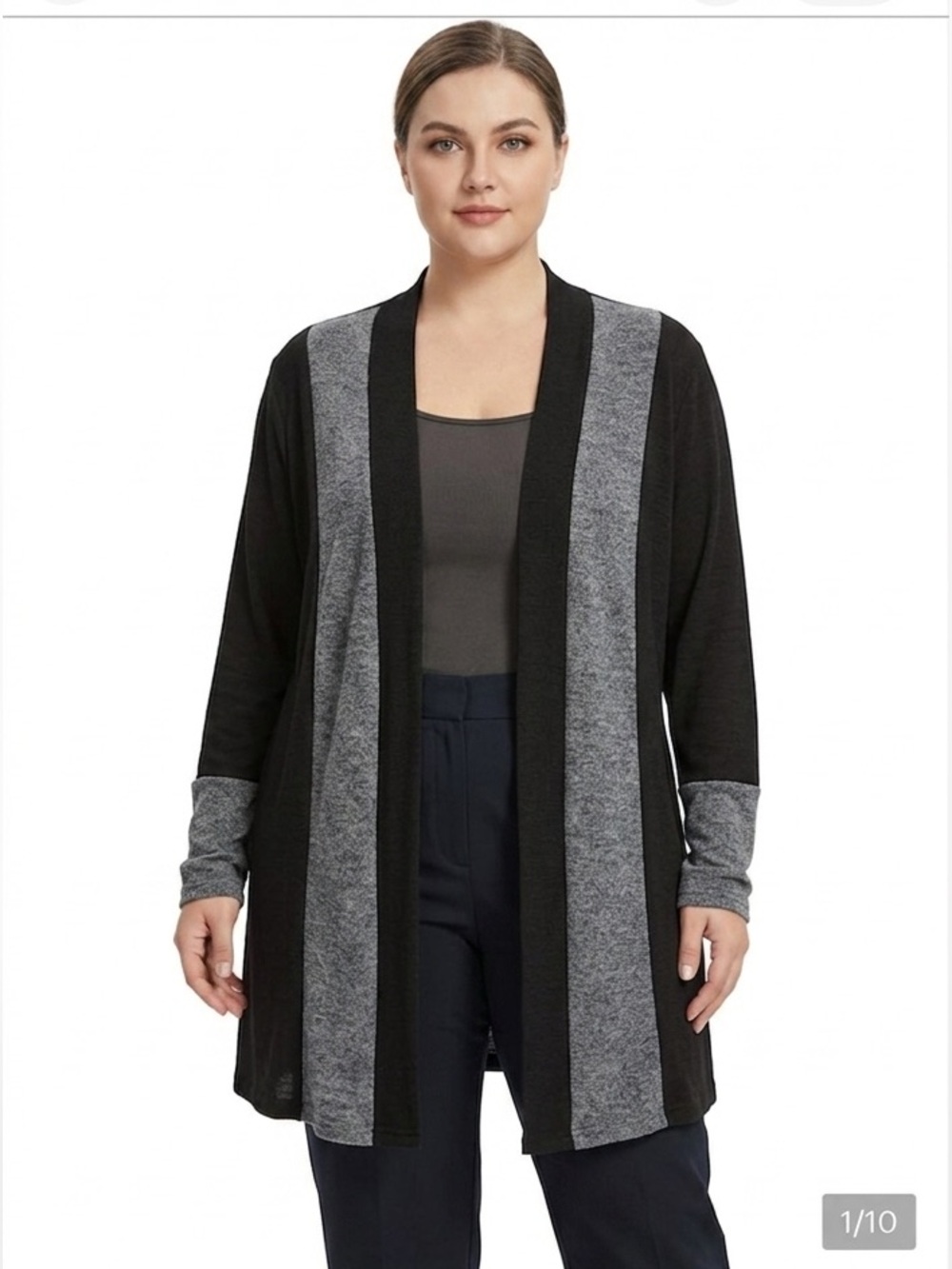 Coofandy Women's Open Front Black & Gray Cardigan Sweater XXL